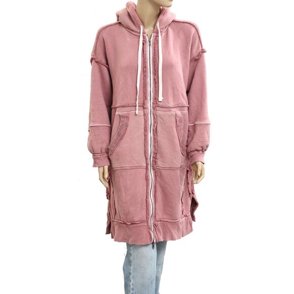 Free People We The Free Long Line Cardi Hoodie Jacket Top Oversized M NWD 283955 - Picture 5 of 10